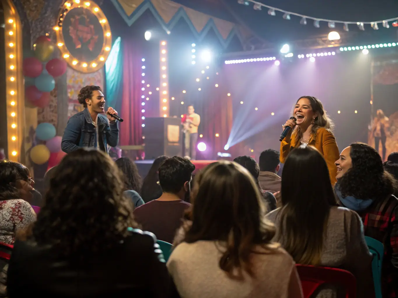 A photograph of a cultural event organized by Nizerolles Culture et Loisirs, such as a show, exhibition, or conference, with attendees actively participating and enjoying the performance or display. The image should capture the excitement and engagement of the event.